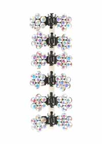 Hair Clips Rhinestone Flower Petals Clear AB Matching Set of 6
