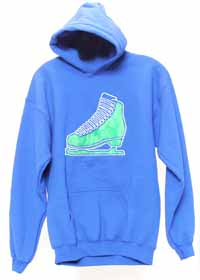 Custom Embroidered Hoodie Blue Green Print Skate Front Youth XL