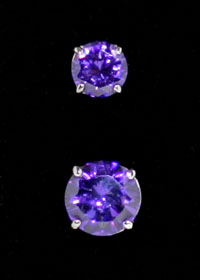 Birthstone Round Stud Earrings Purple