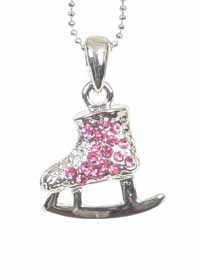Fashion Jewelry Pink Rhinestone Ice Skate Charm Pendant
