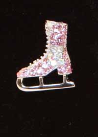 Pin Skate Boot Silver with Pink Crystals