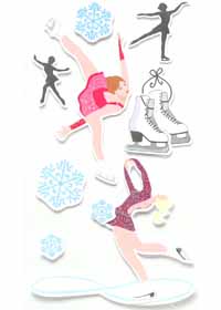 Ice Skating Stickers for Scrapbooking 3D 9 Piece