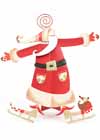 Tin Santa Place Card Holder on Skates With Easel Back