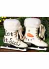 * Hanging Pair of Resin Skates Let it Snow Snowman *