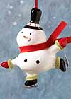 Skating Snowman with a Red Scarf