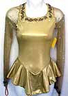 Consignment Custom Gold Lycra Chiffon LS Swarovski Child 12-14