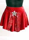 Consignment Red Velour Skating Skirt Red Lycra Star Child 14