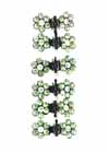 Hair Clips Rhinestone Flower Petals Green Matching Set of 6