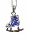 Fashion Jewelry Blue Rhinestone Ice Skate Charm Pendant